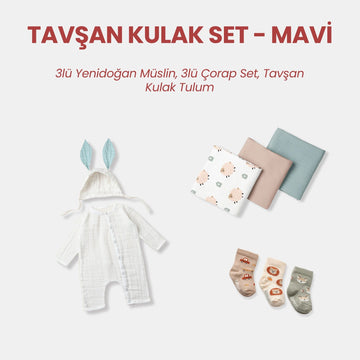 Tavşan Kulak Set –Mavi