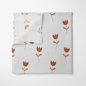Spring Tulip Organik Crinkle Square Müslin Örtü