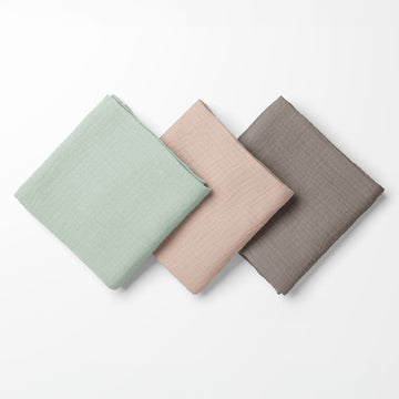 Pastel Spring Crinkle Square Müslin - Yeni Doğan 3'lü Set