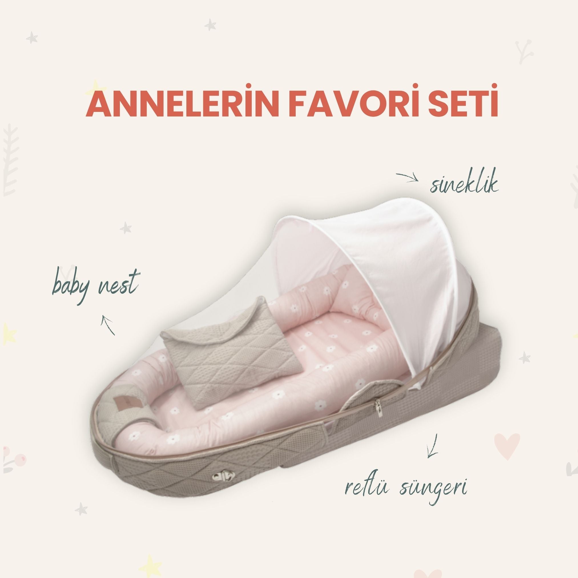 Annelerin Favori Seti – Salmon Poppy Baby Nest Set