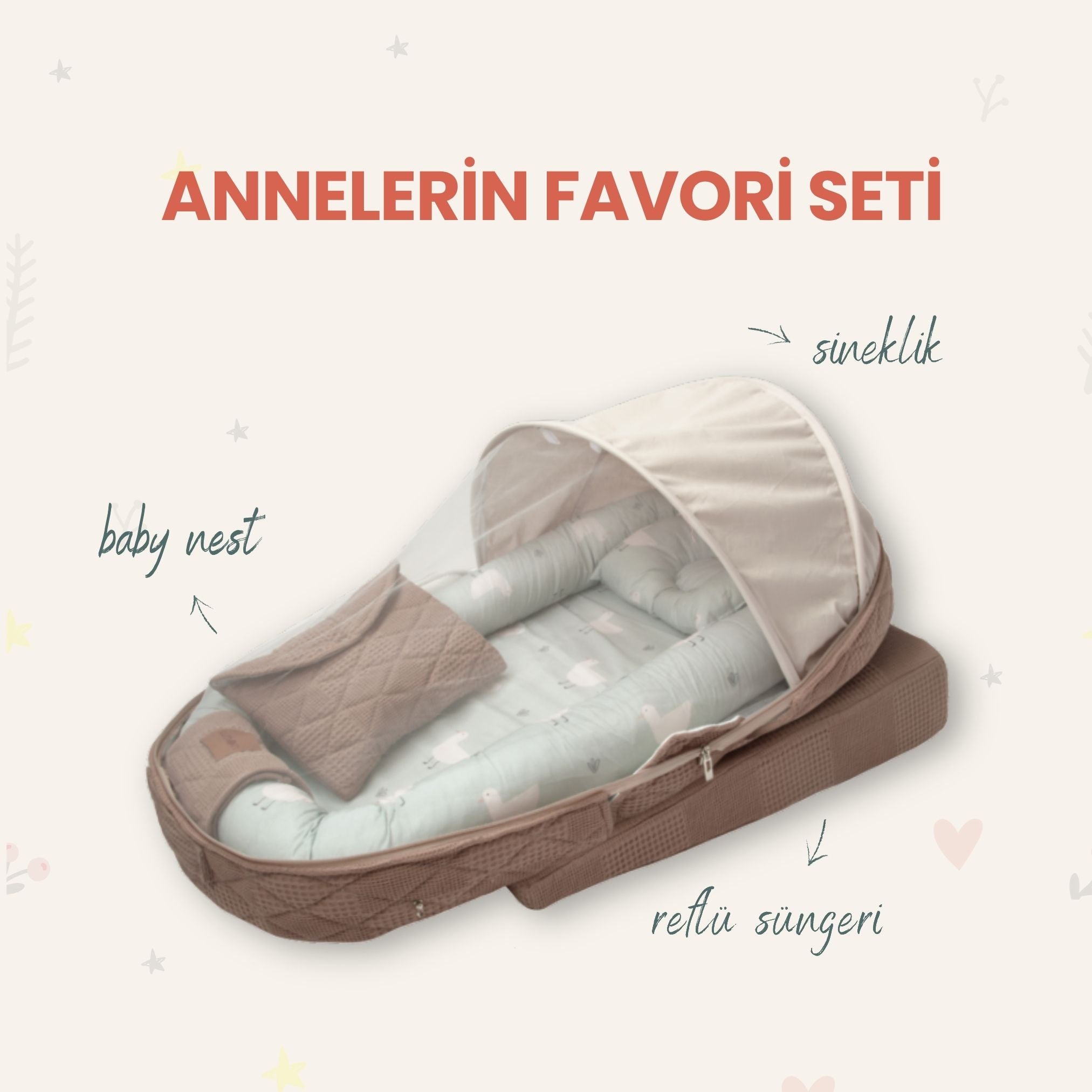 Annelerin Favori Seti – Minty Duck Baby Nest Set