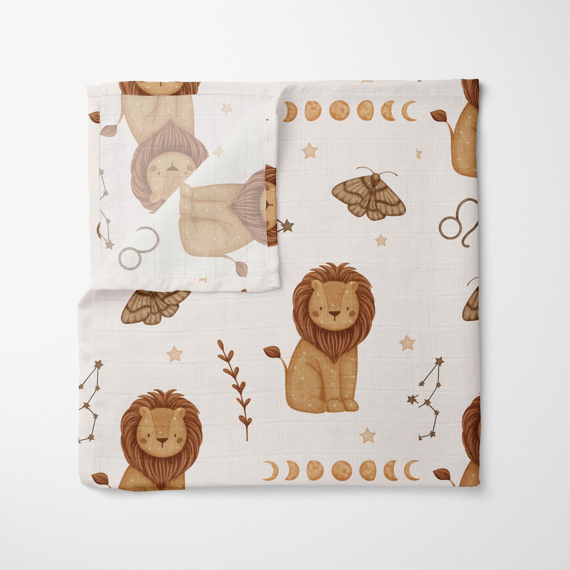 Aslan Burcu Organik Crinkle Square Müslin Örtü