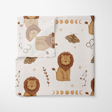 Aslan Burcu Organik Crinkle Square Müslin Örtü