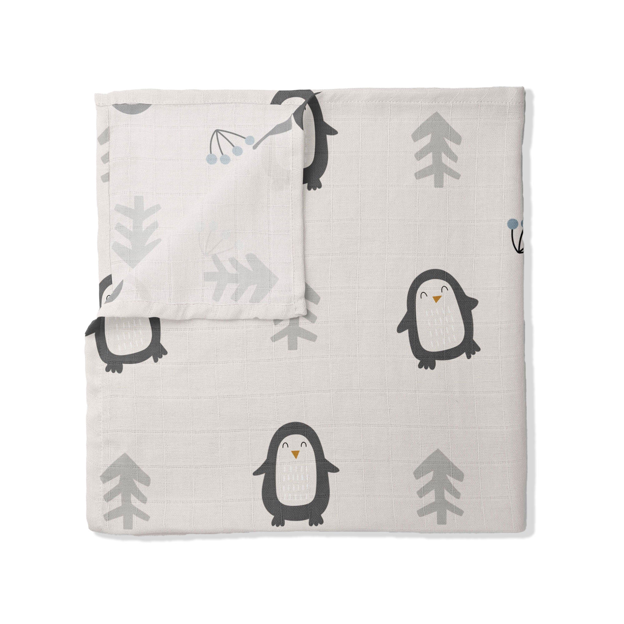 Arctic Penguins Organik Crinkle Square Müslin Örtü