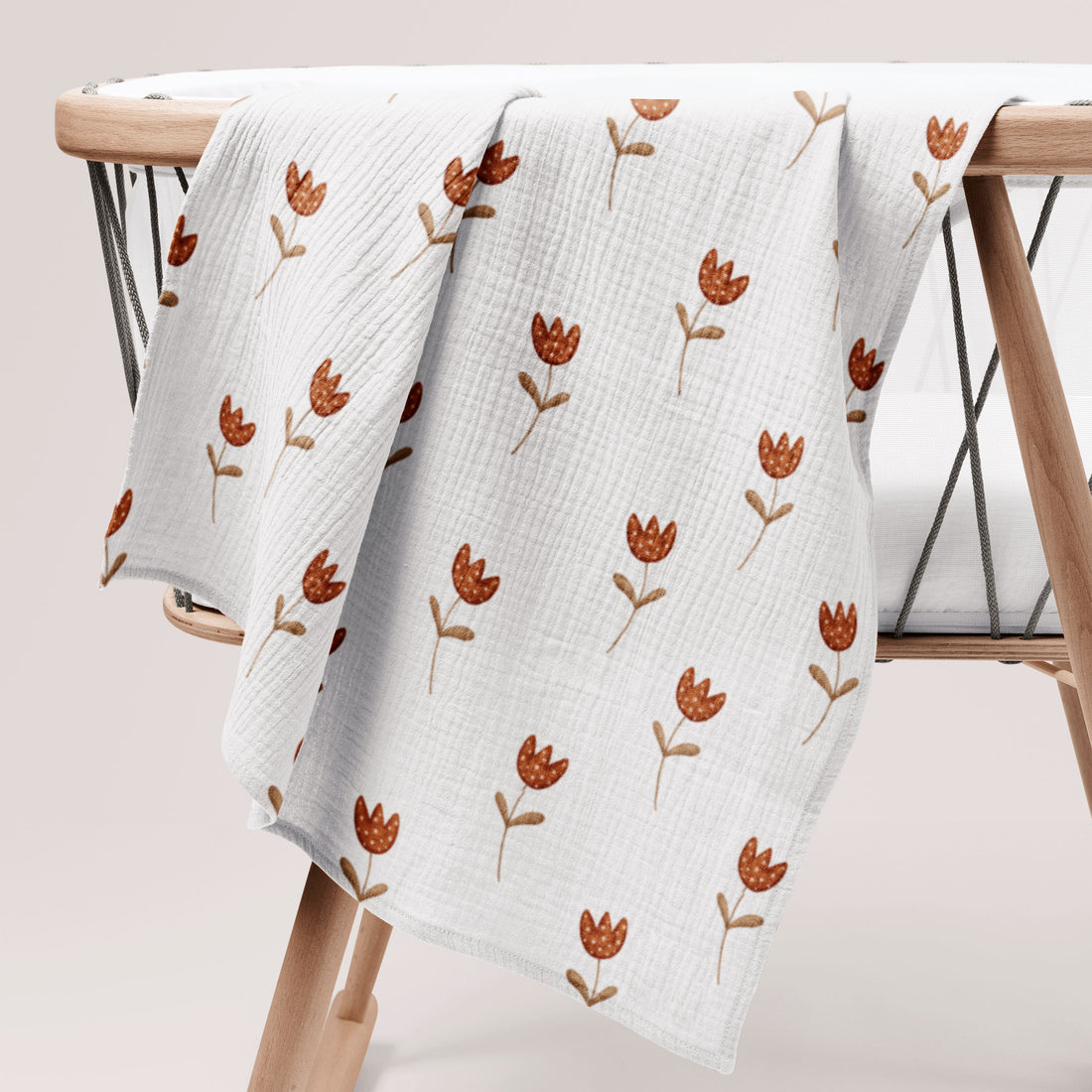 Spring Tulip Organik Crinkle Square Müslin Örtü