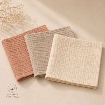 4 Kat Müslin Bakım Mendili – 3'lü Set