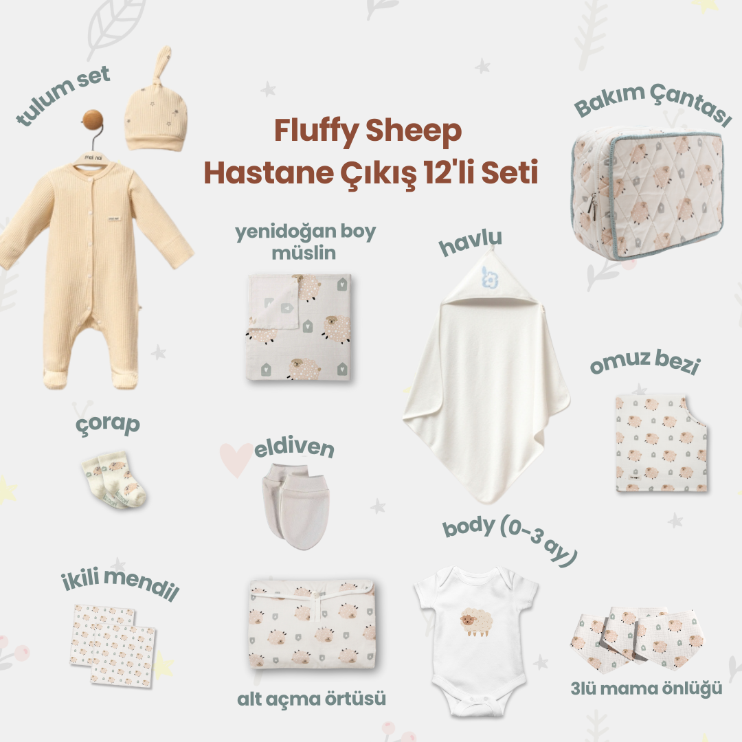 Fluffy Sheep Hastane Çıkış 12’li Set – Çantalı