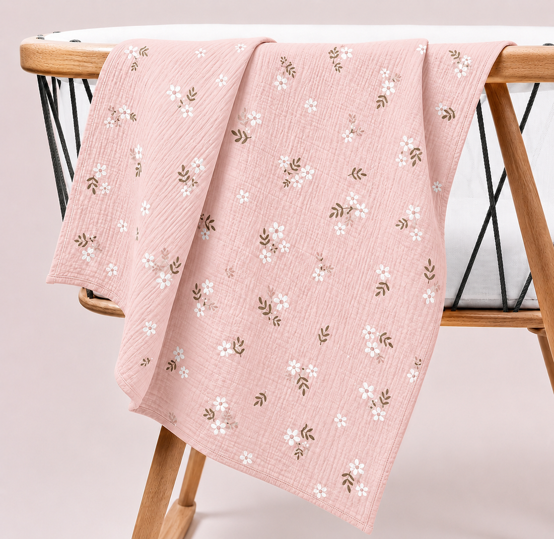 Soft Bloom Organik Crinkle Müslin Örtü