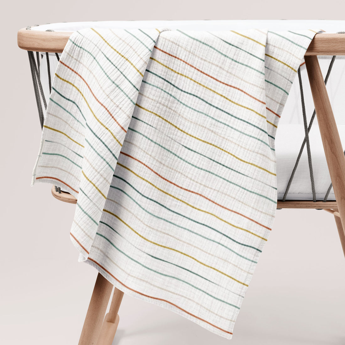 Stripes Organik Crinkle Square Müslin Örtü