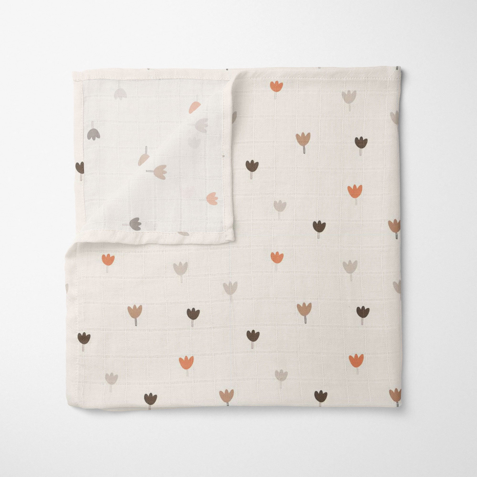 Mini Floral Organik Crinkle Square Müslin Örtü