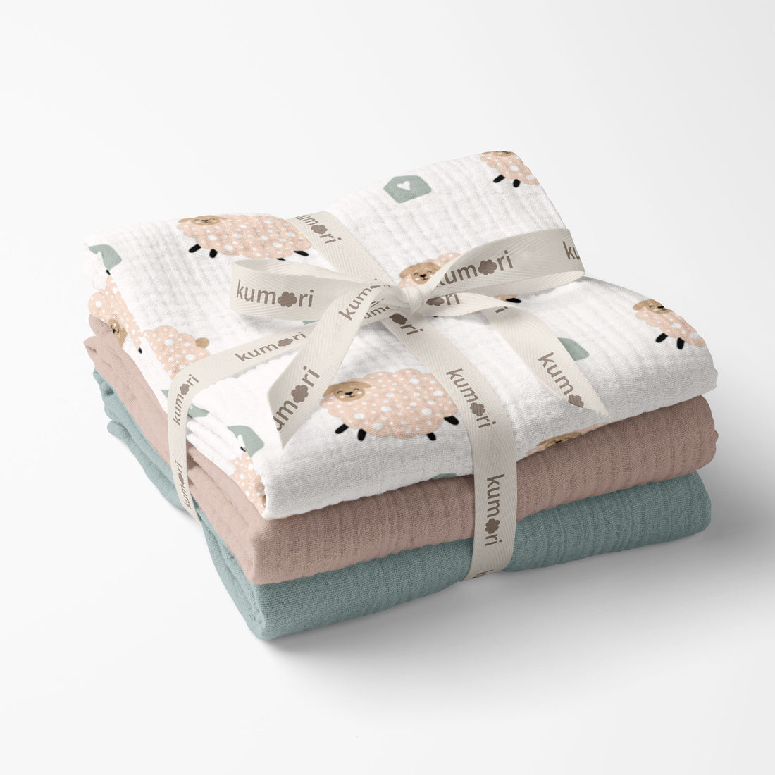 Fluffy Sheep Crinkle Square Müslin - Yeni Doğan 3'lü Set
