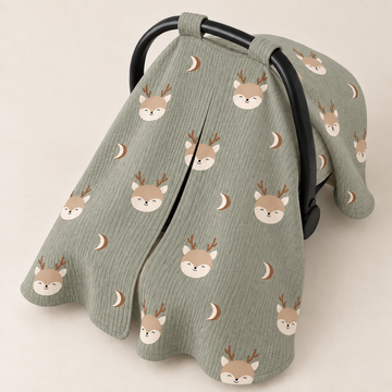 Forest Deer Organik Crinkle Müslin Puset Örtüsü