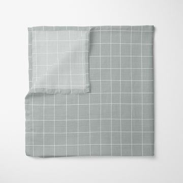 Gray Squares Organik Crinkle Square Müslin Örtü