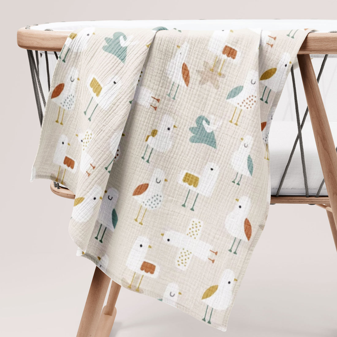 Birds Organik Crinkle Square Müslin Örtü