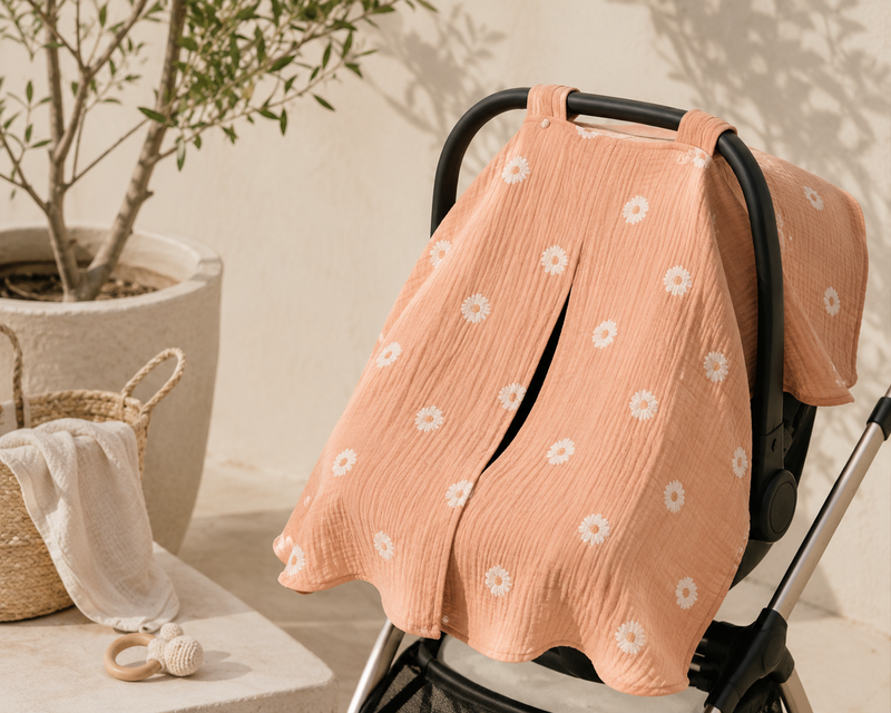 Salmon Poppy Organik Crinkle Müslin Puset Örtüsü